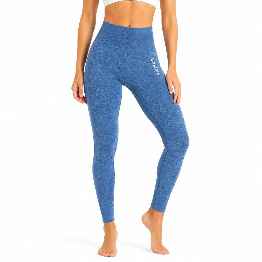 Gymshark Seamless Leggings Blue Moisture Wicking Mid Rise Athleisure Size XS